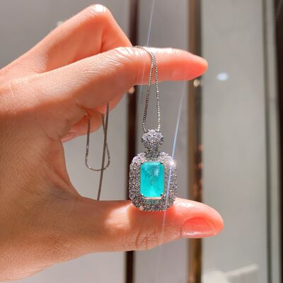 Copper Artificial Gemstone Pendant Necklace
