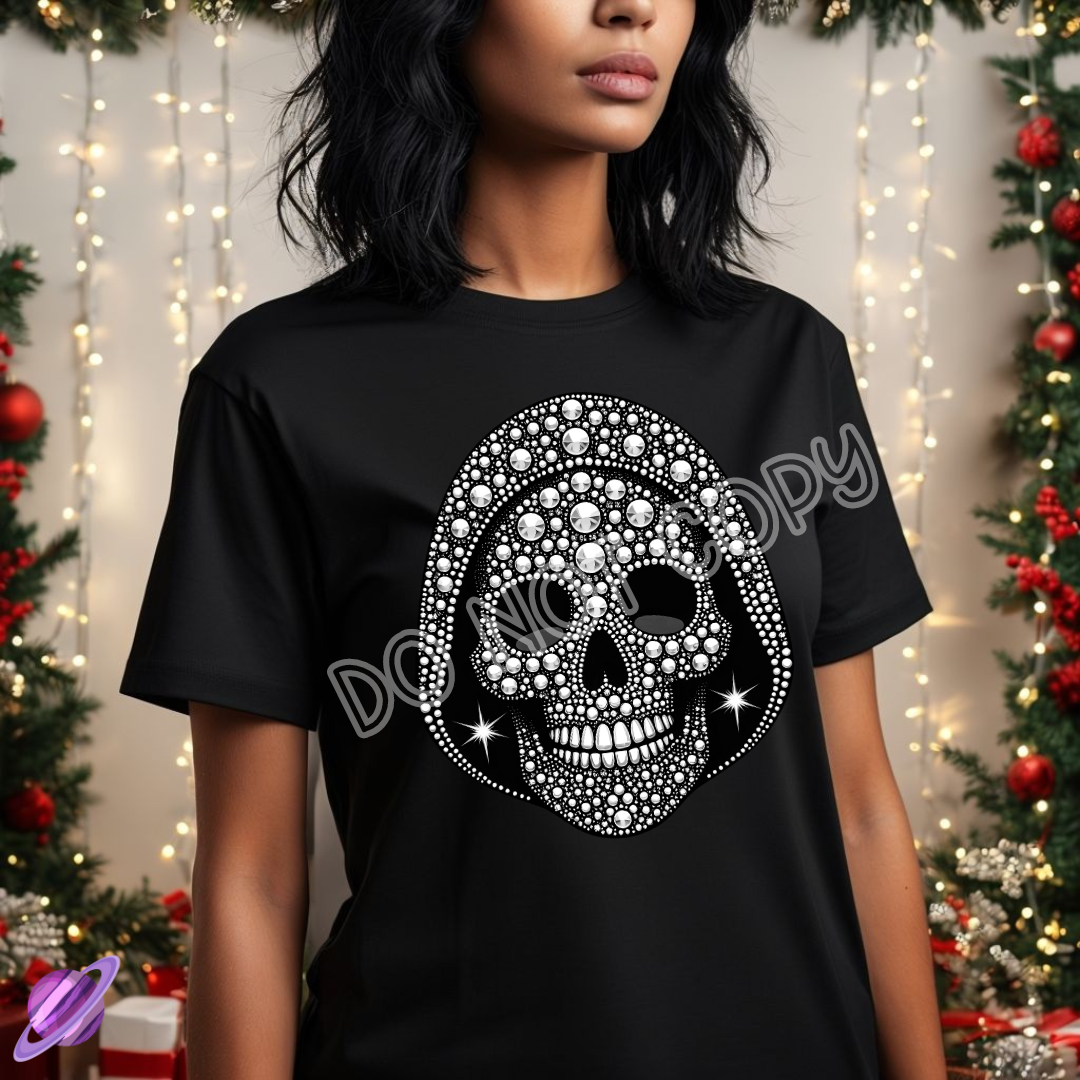 BLING SKULL HOOD TEE