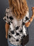 Full Size Printed Notched Short Sleeve Blouse