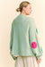 Davi & Dani Fuzzy Smile Open Front Long Sleeve Cardigan