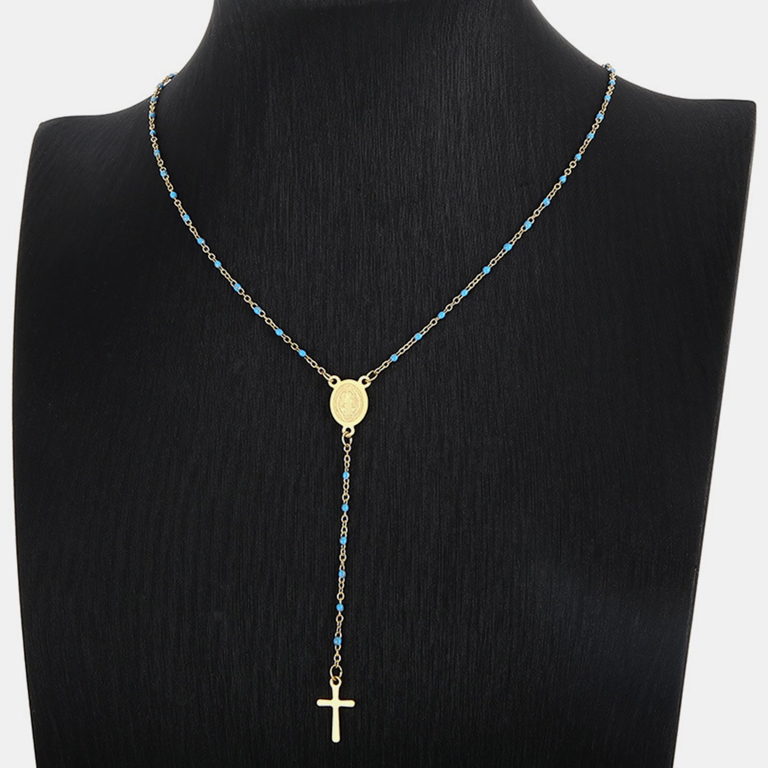 Stainless Steel Beaded Cross Necklace
