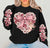 FLORAL HEART CUPID SWEATSHIRT W/ SLEEVE PRINT