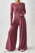Ribbed Round Neck Top and Wide-Leg Pants Set