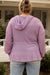 Plus Size Waffle Knit Drawstring Half Button Hooded Knit Top
