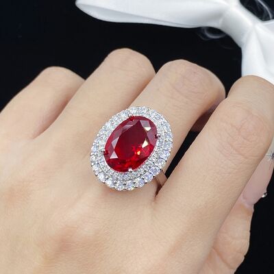 Silver-Plated Artificial Gemstone Ring