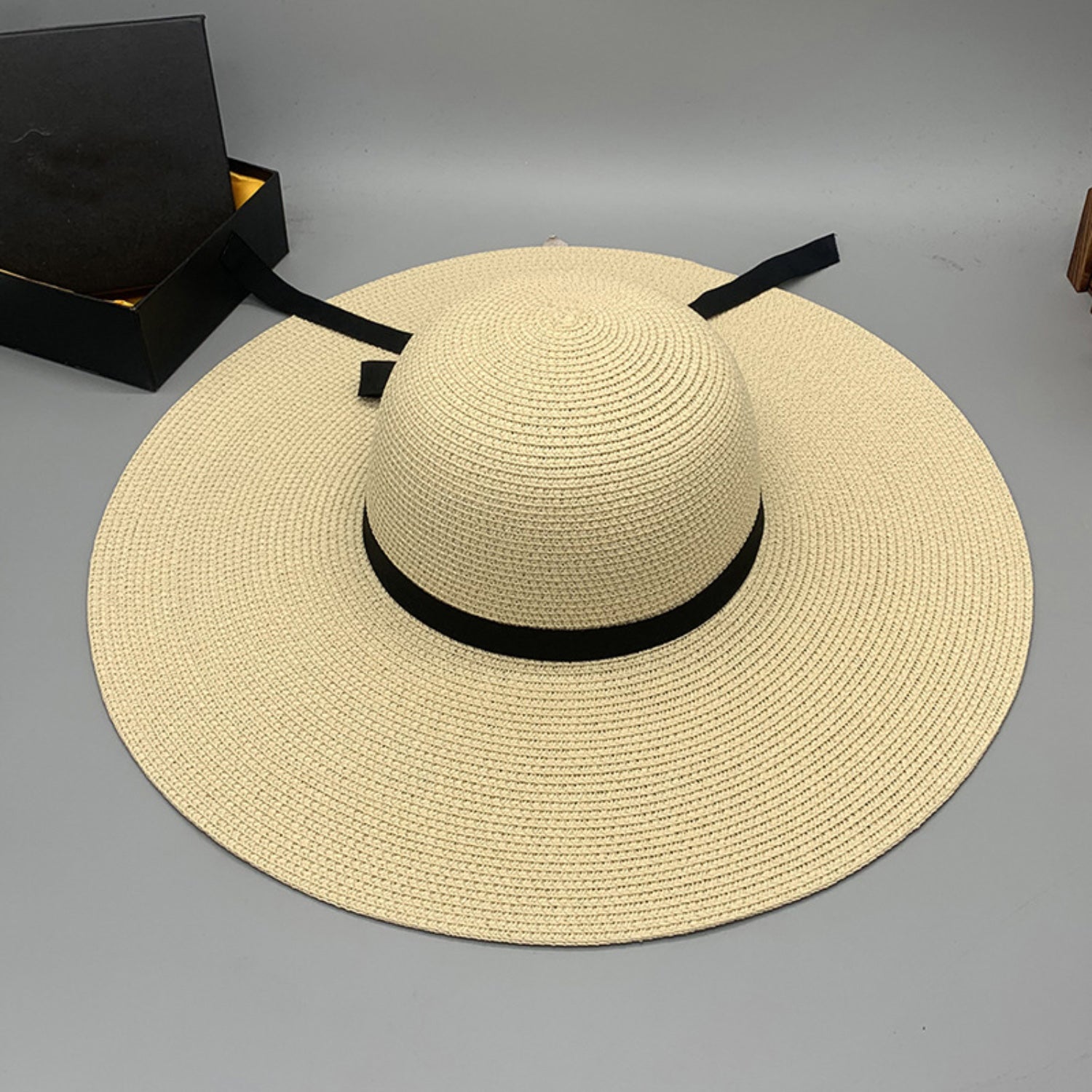 Bow Paper Braided Wide Brim Hat